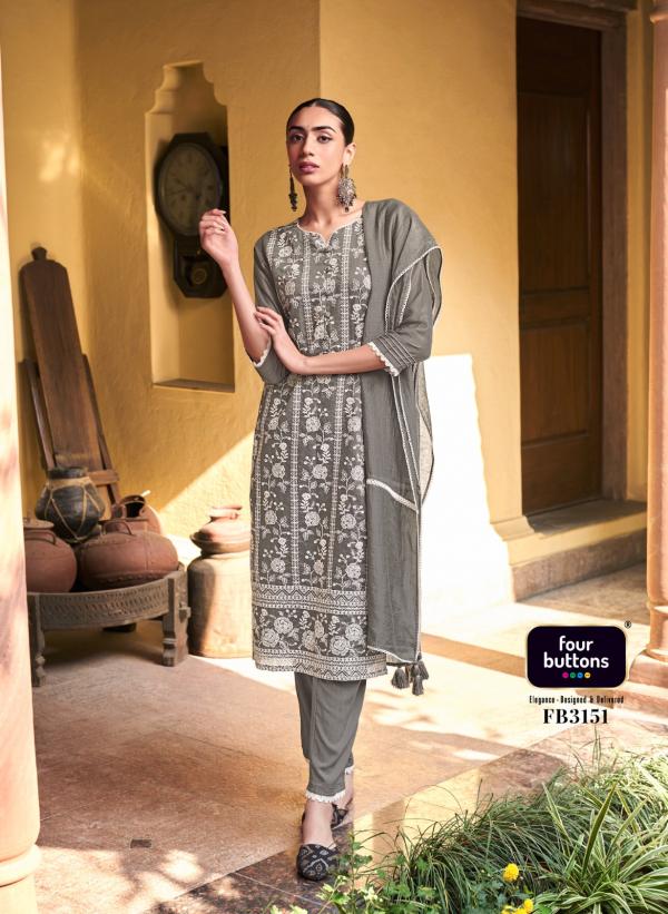 Four Buttons Pearl 8 Viscose Kurti With Bottom Dupatta Collection